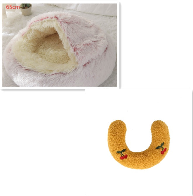 Cat Bed 2in1 Any Pet Winter Bedding That's Round Plush Warm and Soft