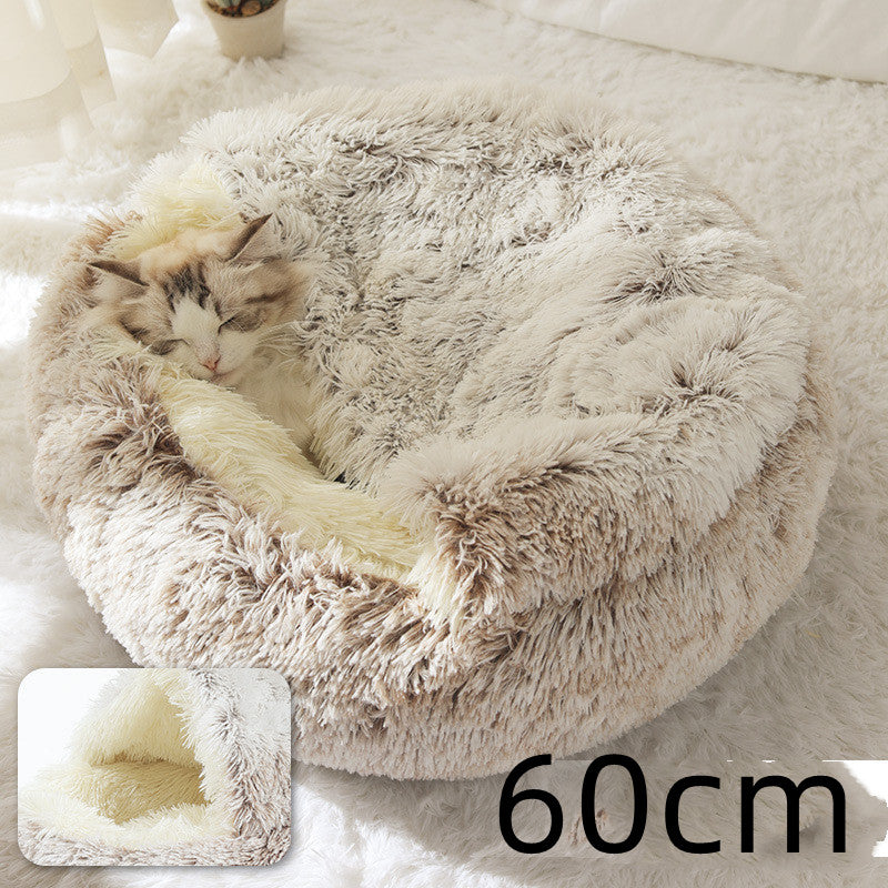 Cat Bed 2in1 Any Pet Winter Bedding That's Round Plush Warm and Soft