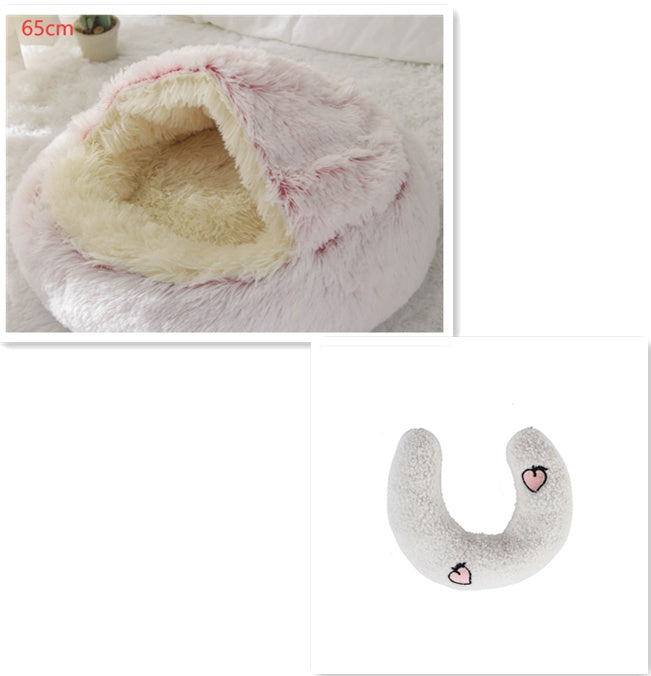Cat Bed 2in1 Any Pet Winter Bedding That's Round Plush Warm and Soft