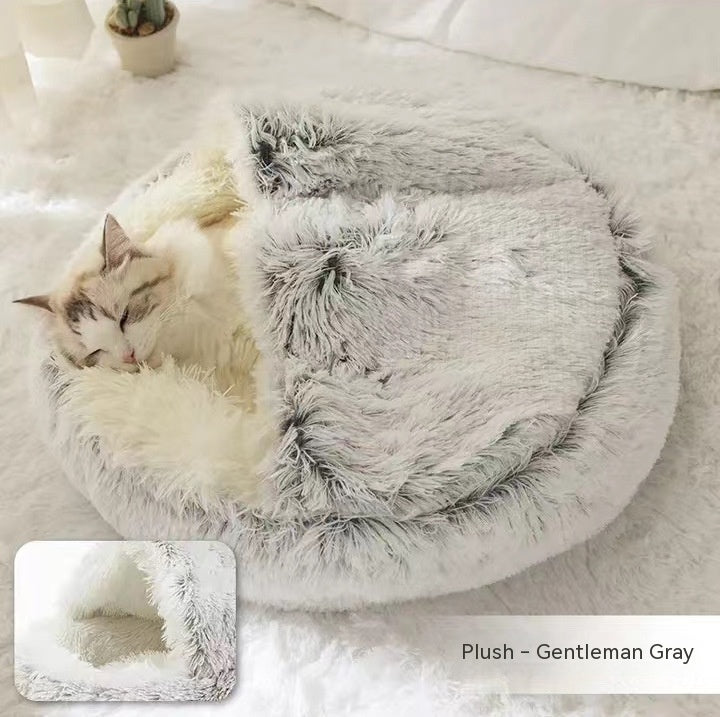 Cat Bed 2in1 Any Pet Winter Bedding That's Round Plush Warm and Soft