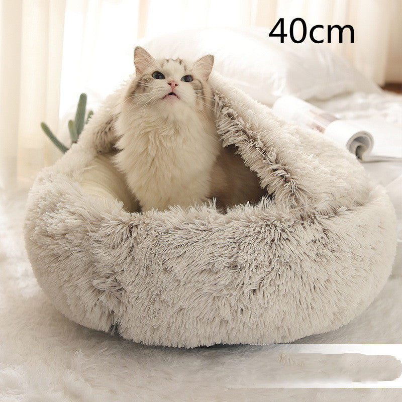 Cat Bed 2in1 Any Pet Winter Bedding That's Round Plush Warm and Soft