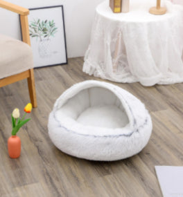 Cat Bed 2in1 Any Pet Winter Bedding That's Round Plush Warm and Soft