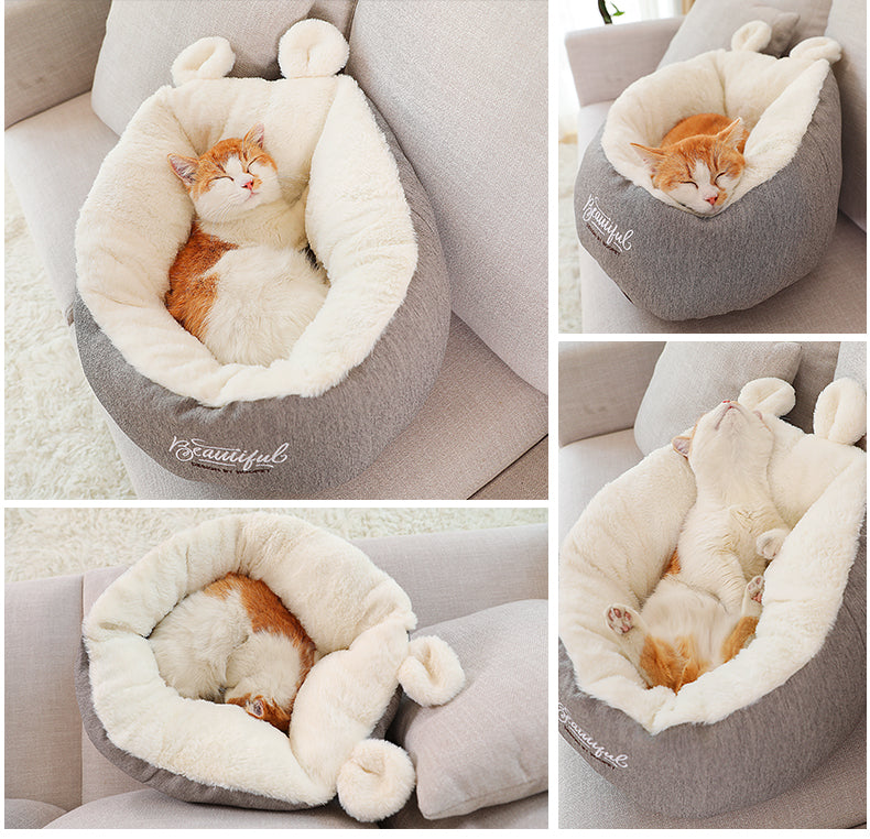 Cat Sleeping Donut Bed Warm and Cuddly Soft