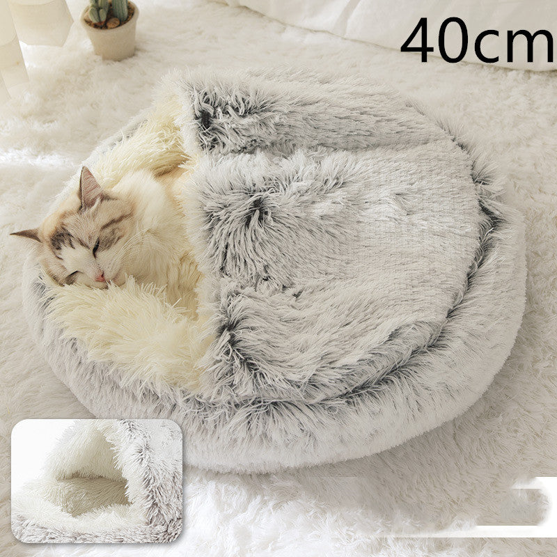 Cat Bed 2in1 Any Pet Winter Bedding That's Round Plush Warm and Soft