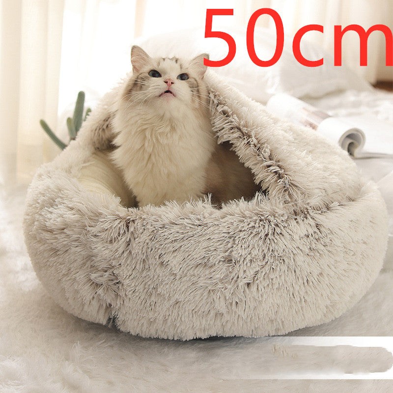 Cat Bed 2in1 Any Pet Winter Bedding That's Round Plush Warm and Soft