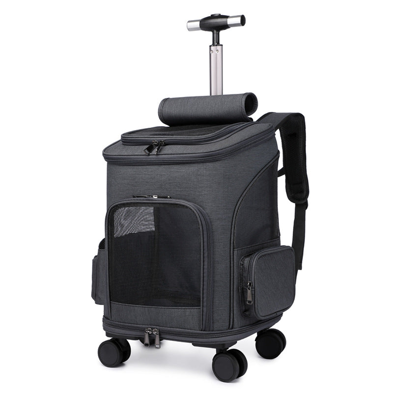 Portable Folding Trolley Feline Backpack For Easy Traveling For the most Finicky Cat That is Also a Cat Backpack With Universal Wheel Trolley