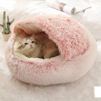 Cat Bed 2in1 Any Pet Winter Bedding That's Round Plush Warm and Soft
