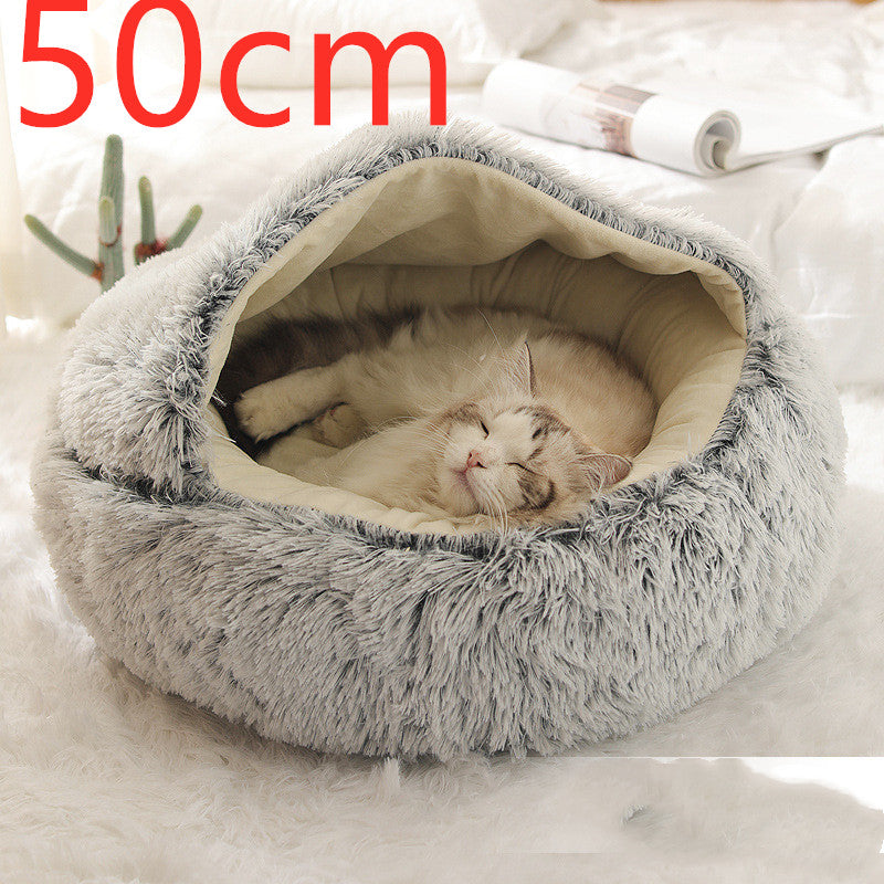 Cat Bed 2in1 Any Pet Winter Bedding That's Round Plush Warm and Soft