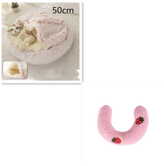 Cat Bed 2in1 Any Pet Winter Bedding That's Round Plush Warm and Soft