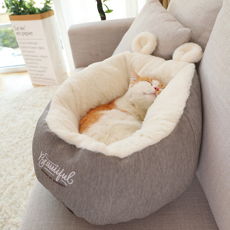 Cat Sleeping Donut Bed Warm and Cuddly Soft