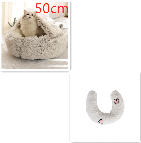 Cat Bed 2in1 Any Pet Winter Bedding That's Round Plush Warm and Soft