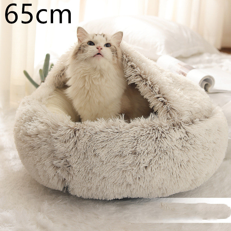 Cat Bed 2in1 Any Pet Winter Bedding That's Round Plush Warm and Soft