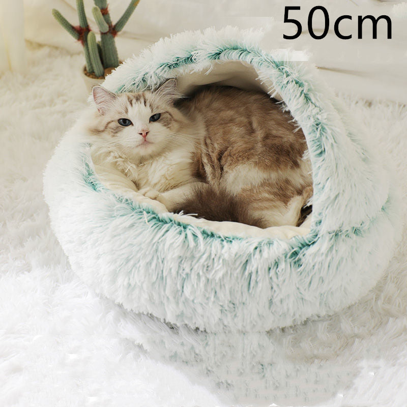 Cat Bed 2in1 Any Pet Winter Bedding That's Round Plush Warm and Soft