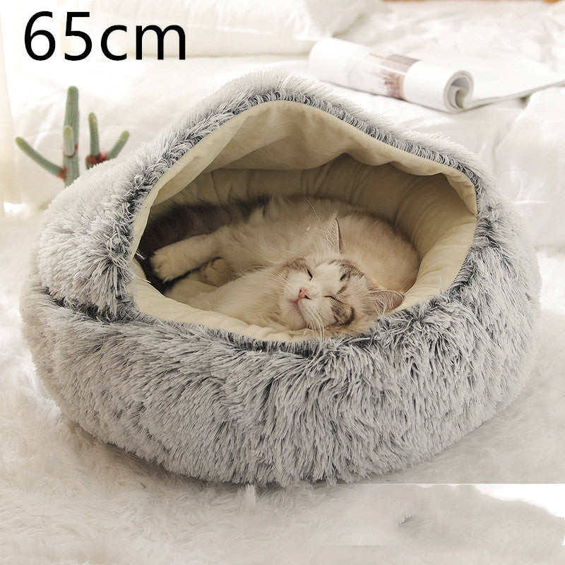 Cat Bed 2in1 Any Pet Winter Bedding That's Round Plush Warm and Soft