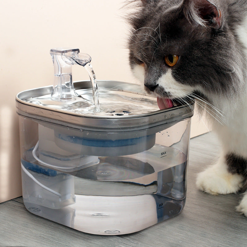 Stainless Steel Cat Water Feeder with Automatic Circulation plus Water Dispenser Intelligent Fountain Pets Accessories