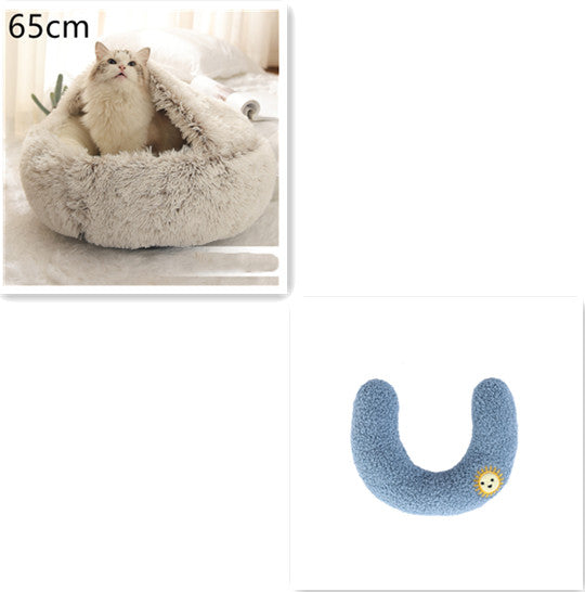 Cat Bed 2in1 Any Pet Winter Bedding That's Round Plush Warm and Soft