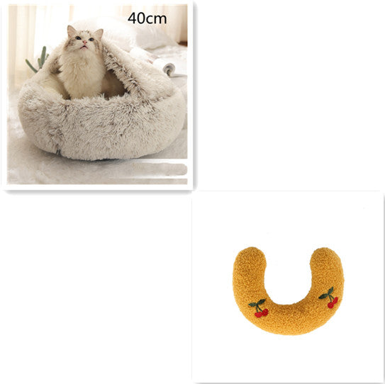 Cat Bed 2in1 Any Pet Winter Bedding That's Round Plush Warm and Soft