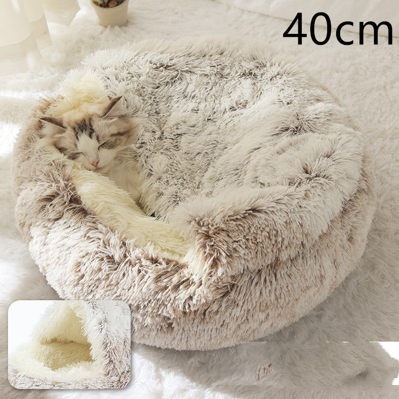 Cat Bed 2in1 Any Pet Winter Bedding That's Round Plush Warm and Soft