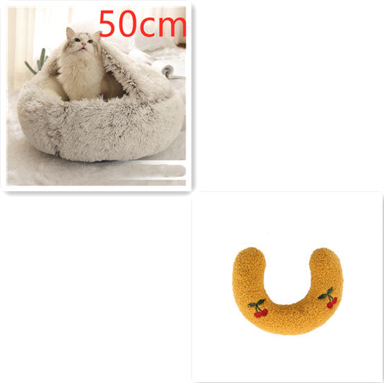 Cat Bed 2in1 Any Pet Winter Bedding That's Round Plush Warm and Soft