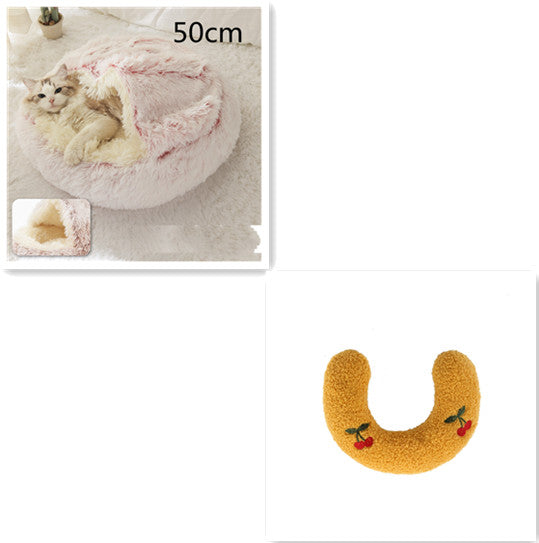 Cat Bed 2in1 Any Pet Winter Bedding That's Round Plush Warm and Soft