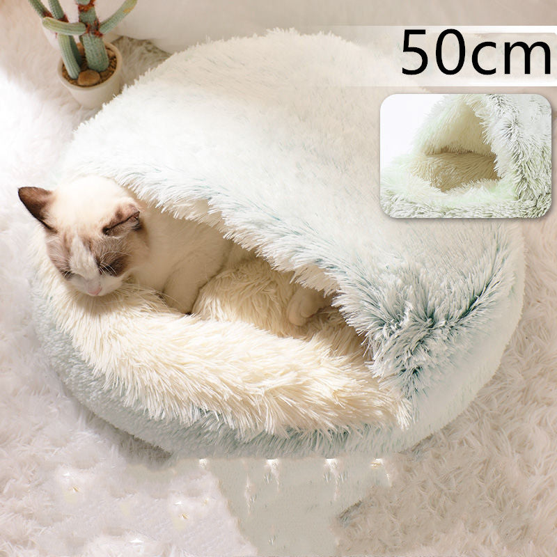 Cat Bed 2in1 Any Pet Winter Bedding That's Round Plush Warm and Soft