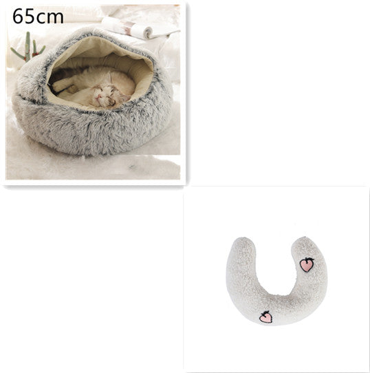 Cat Bed 2in1 Any Pet Winter Bedding That's Round Plush Warm and Soft