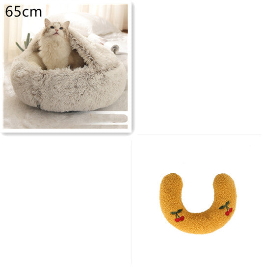 Cat Bed 2in1 Any Pet Winter Bedding That's Round Plush Warm and Soft