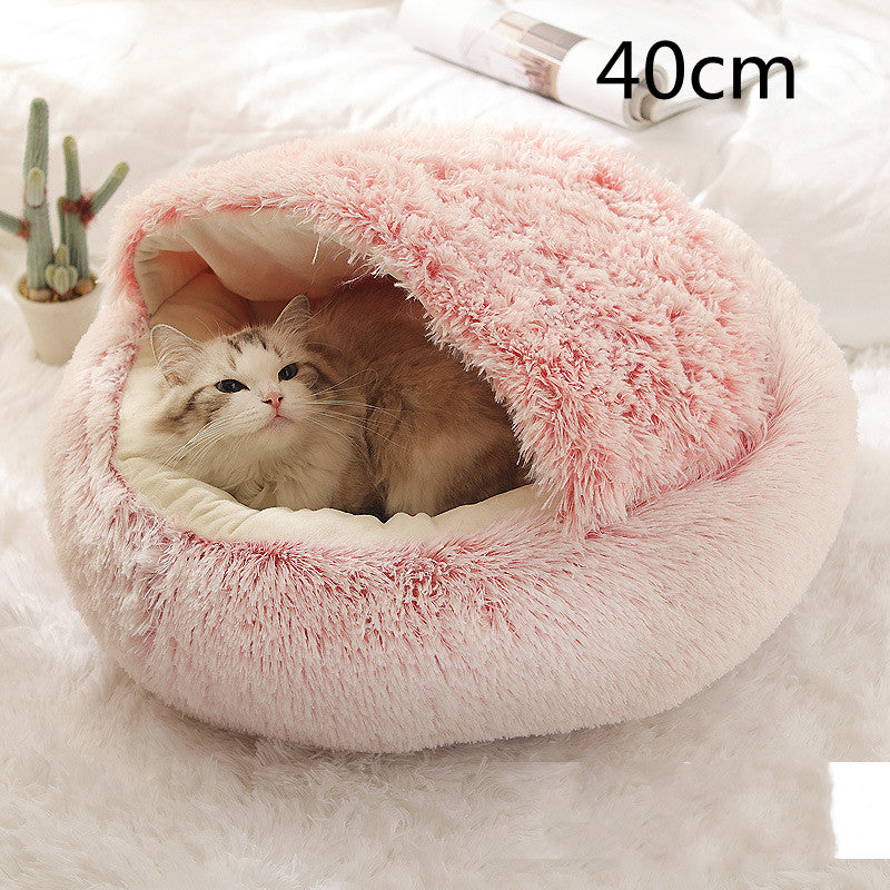 Cat Bed 2in1 Any Pet Winter Bedding That's Round Plush Warm and Soft