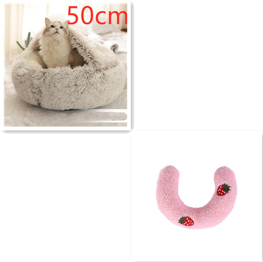 Cat Bed 2in1 Any Pet Winter Bedding That's Round Plush Warm and Soft