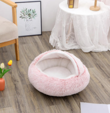 Cat Bed 2in1 Any Pet Winter Bedding That's Round Plush Warm and Soft