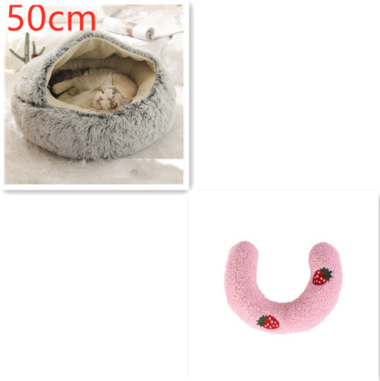 Cat Bed 2in1 Any Pet Winter Bedding That's Round Plush Warm and Soft