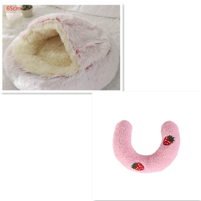 Cat Bed 2in1 Any Pet Winter Bedding That's Round Plush Warm and Soft