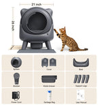 Self Cleaning Litter Box,Automatic Cat Litter Box for Multi Cats,FEELNEEDY Odor Control,litiere Pour Chat autonettoyant, Extra Large, APP Control,Safety Sensors, with 1 Trash Bag and Litter Mat
