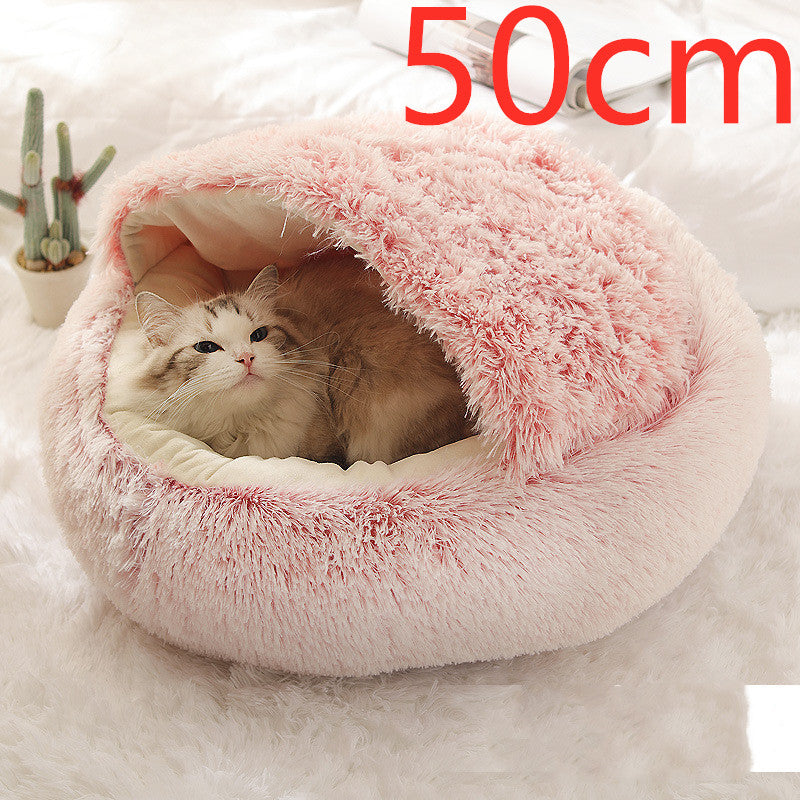 Cat Bed 2in1 Any Pet Winter Bedding That's Round Plush Warm and Soft