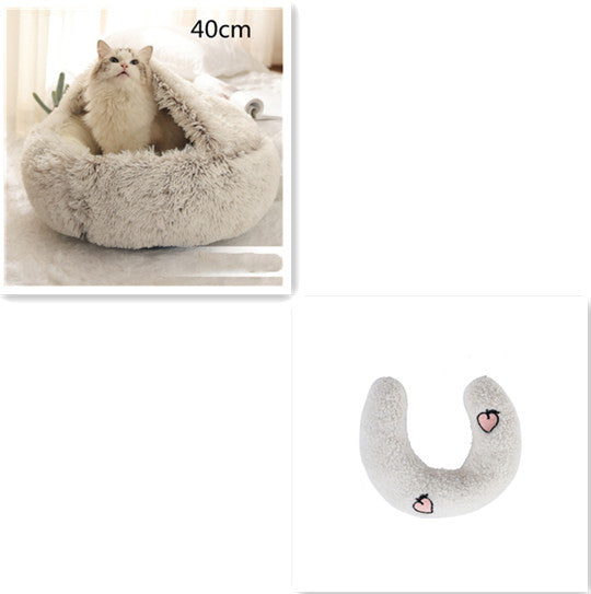 Cat Bed 2in1 Any Pet Winter Bedding That's Round Plush Warm and Soft