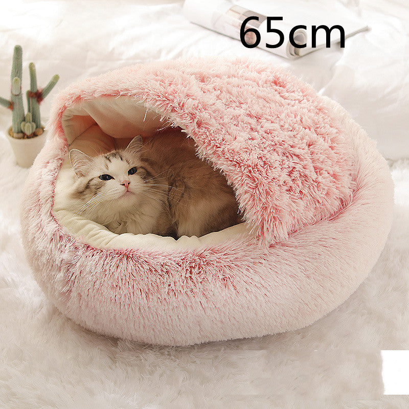 Cat Bed 2in1 Any Pet Winter Bedding That's Round Plush Warm and Soft