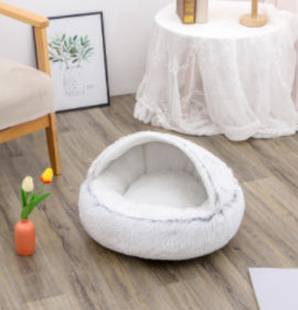 Cat Bed 2in1 Any Pet Winter Bedding That's Round Plush Warm and Soft