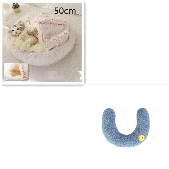 Cat Bed 2in1 Any Pet Winter Bedding That's Round Plush Warm and Soft