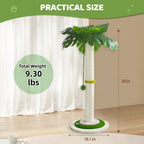 Meowoou Cat Scratching Post with Hanging Ball,33 inch Tall Cute Cat Toys for Indoor Cats with Sisal Rope,Palm Decor Cat Tree Tower for Kitten Scratcher Green
