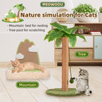 Meowoou Cat Scratching Post with Hanging Ball,33 inch Tall Cute Cat Toys for Indoor Cats with Sisal Rope,Palm Decor Cat Tree Tower for Kitten Scratcher Green