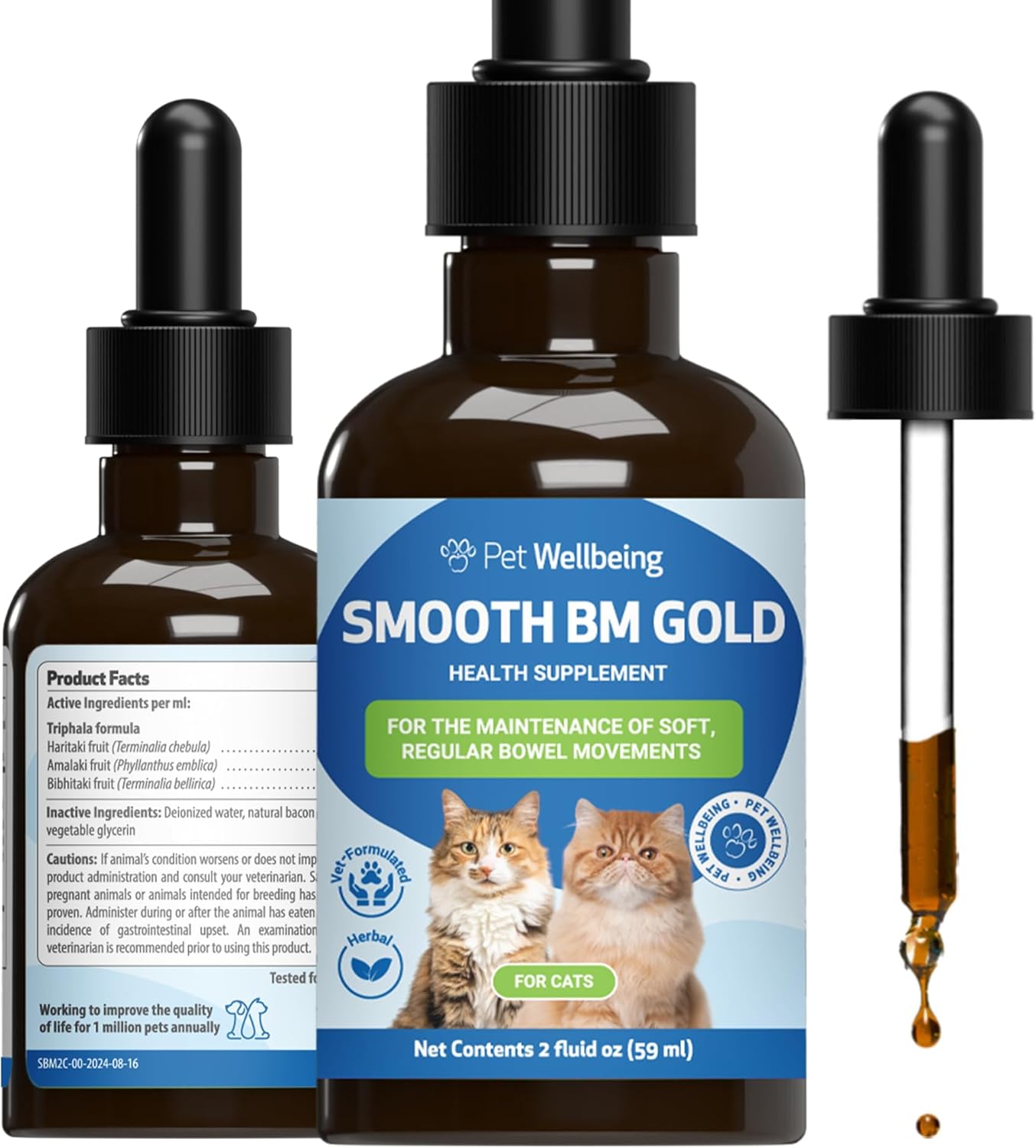 Pet Wellbeing - Smooth BM Gold for Cats - Natural Constipation Support for Felines - 2oz (59ml)
