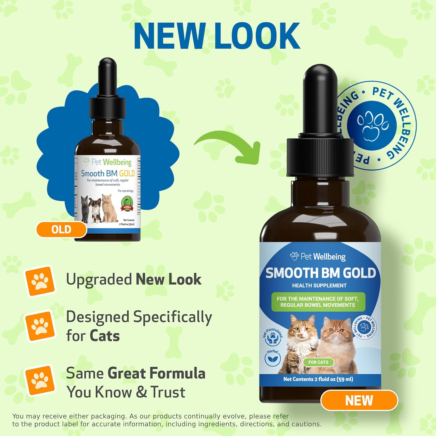 Pet Wellbeing - Smooth BM Gold for Cats - Natural Constipation Support for Felines - 2oz (59ml)