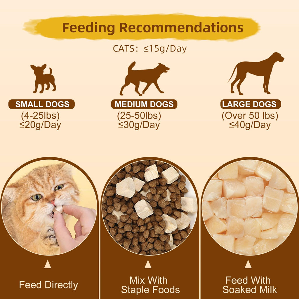 Freeze Dried Chicken for Cat & Dog Treats,Pet Training Dehydrated Snack for Dogs,Natural Single Ingredient High Protein Chicken Breast Snacks,Jerky Chews for Dog Train & Reward