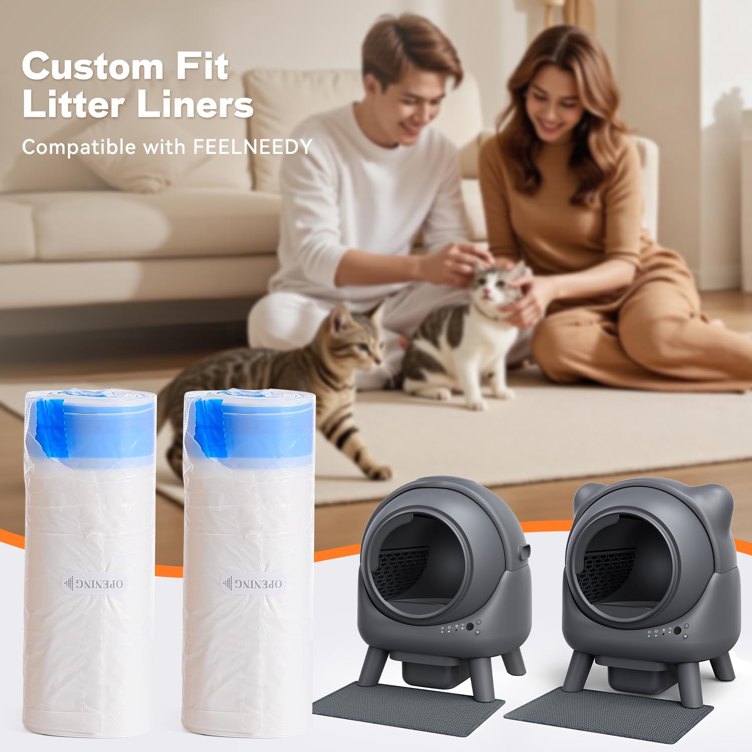 Self Cleaning Litter Box,Automatic Cat Litter Box for Multi Cats,FEELNEEDY Odor Control,litiere Pour Chat autonettoyant, Extra Large, APP Control,Safety Sensors, with 1 Trash Bag and Litter Mat