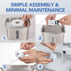 Stainless Steel Cat Water Fountain Veken Innovation Award Winner Cat Water Fountain, 108oz/3.2L Pet Fountain with 4 Replacement Filters & 4 Pre-Filter Sponges & Silicone Mat, for Cats, Dogs (Silver)