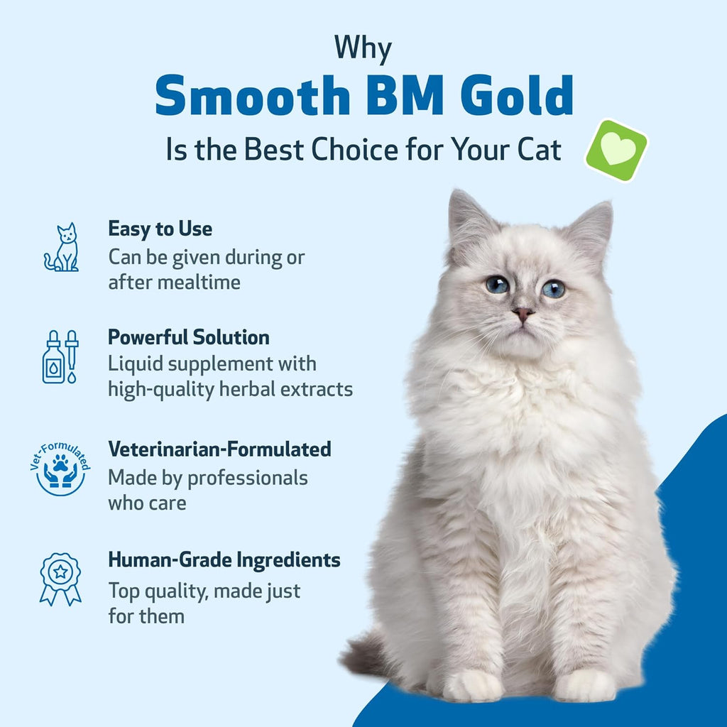 Pet Wellbeing - Smooth BM Gold for Cats - Natural Constipation Support for Felines - 2oz (59ml)
