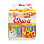 INABA Churu Cat Treats, Lickable, Squeezable Creamy Purée with Vitamin E, 14 Grams per Tube, 120 Tubes Total, Tuna Variety