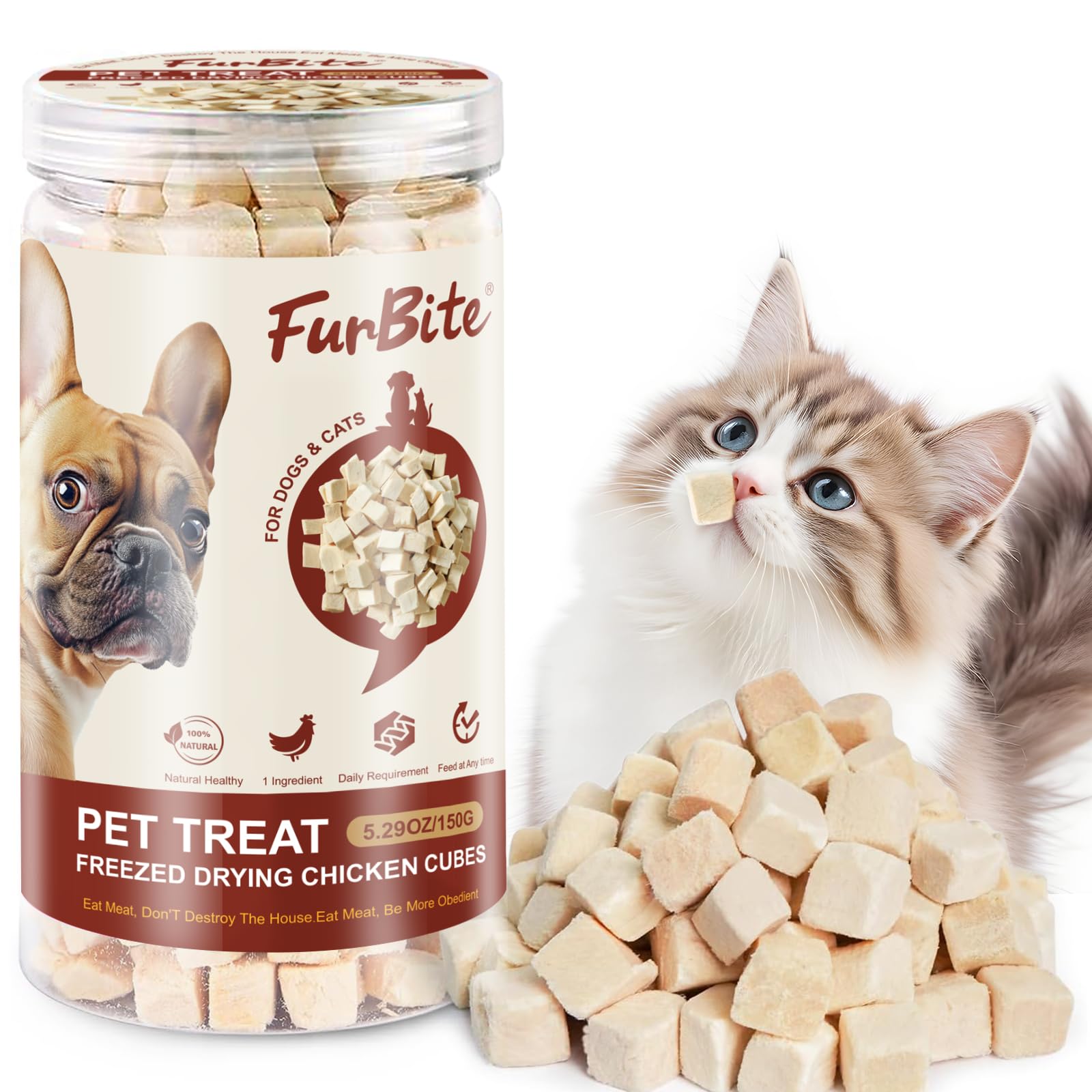 Freeze Dried Chicken for Cat & Dog Treats,Pet Training Dehydrated Snack for Dogs,Natural Single Ingredient High Protein Chicken Breast Snacks,Jerky Chews for Dog Train & Reward