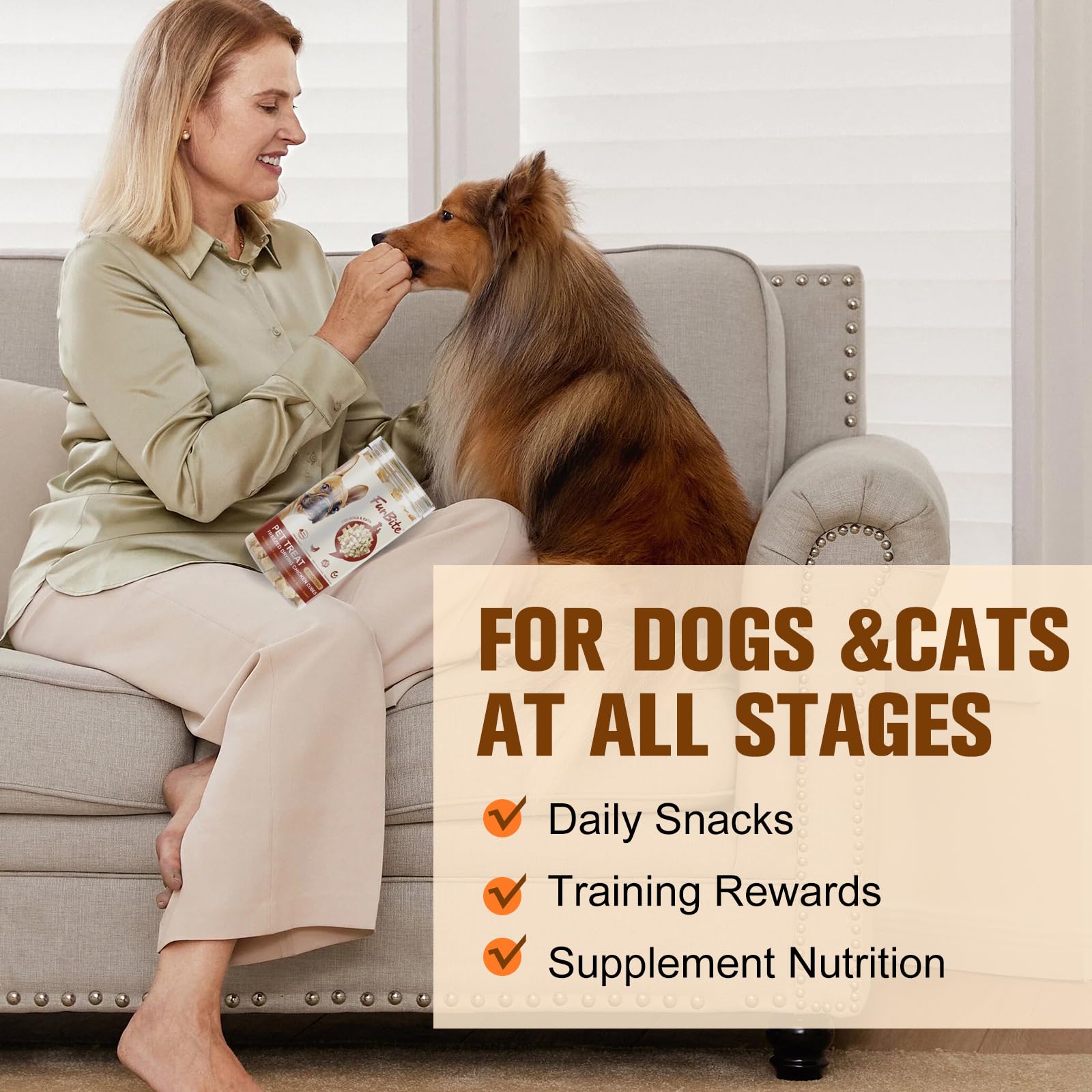 Freeze Dried Chicken for Cat & Dog Treats,Pet Training Dehydrated Snack for Dogs,Natural Single Ingredient High Protein Chicken Breast Snacks,Jerky Chews for Dog Train & Reward