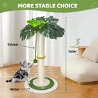 Meowoou Cat Scratching Post with Hanging Ball,33 inch Tall Cute Cat Toys for Indoor Cats with Sisal Rope,Palm Decor Cat Tree Tower for Kitten Scratcher Green